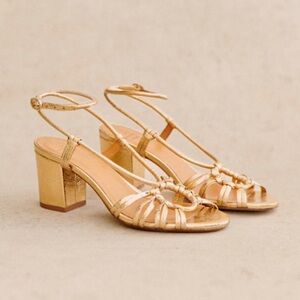 Sezane Gloria Gold Strappy Sandals 40